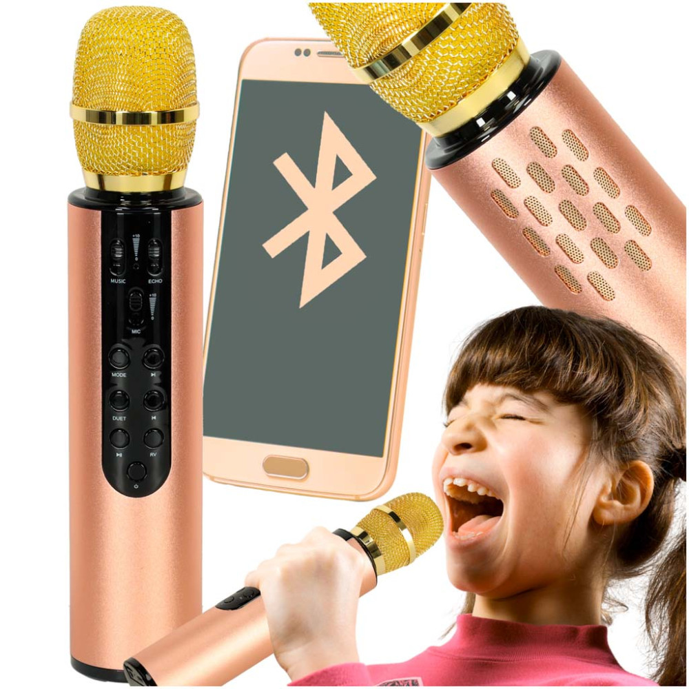 Mikrofon karaoke złoty
