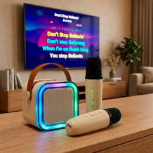 Głośnik karaoke beżowy