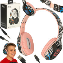 Słuchawki RGB różowe 200mAh