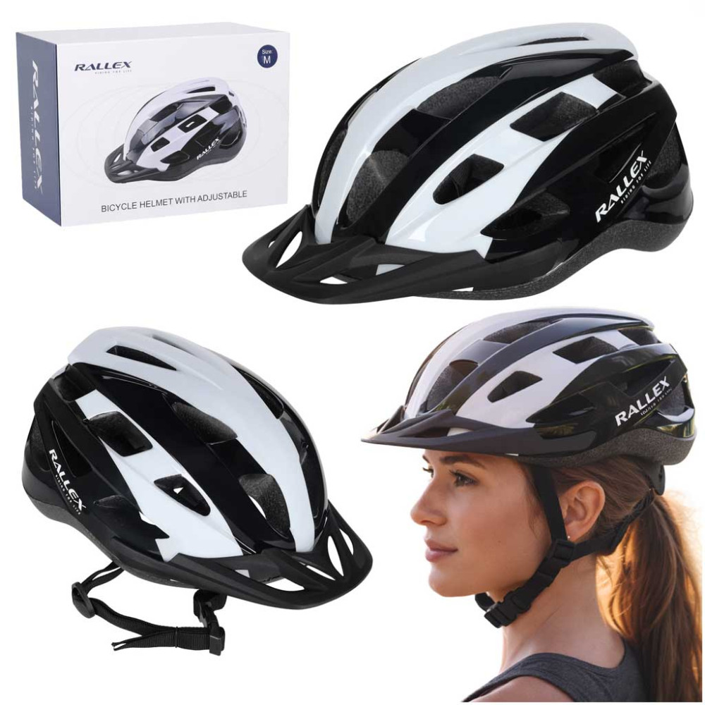 Kask RALLEX czarno-biały M