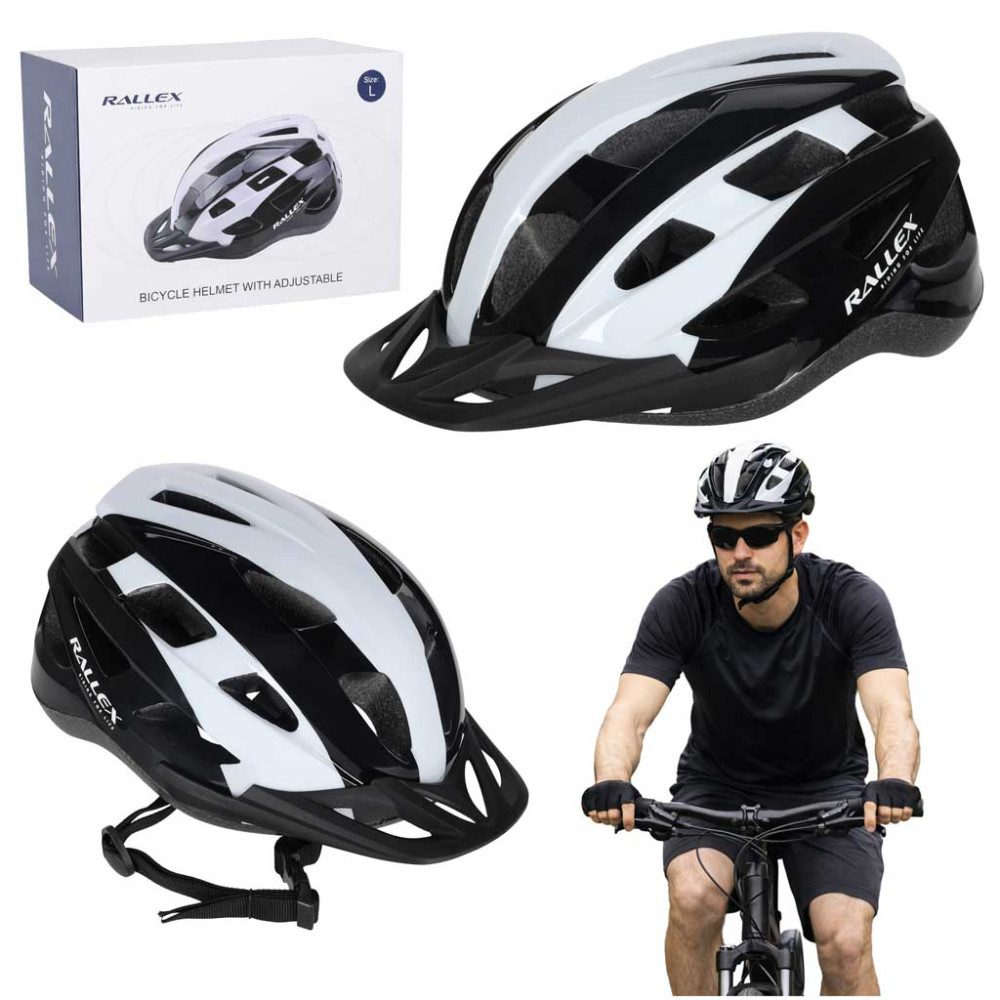 Kask RALLEX czarno-biały L