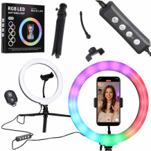 Lampa ring LED RGB statyw