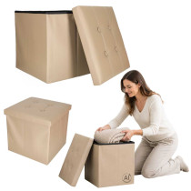 Pufa ze schowkiem beżowa 38cm