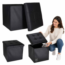 Pufa ze schowkiem czarna 38cm
